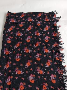 Frenchi Black Floral Scarf Shawl with Orange & Purple Floral Print